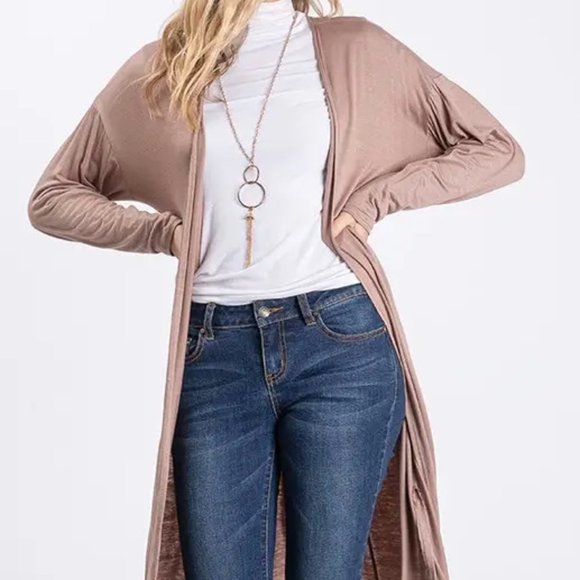 Solid duster with an open front and long sleeves Cardigans - Picture 1 of 5